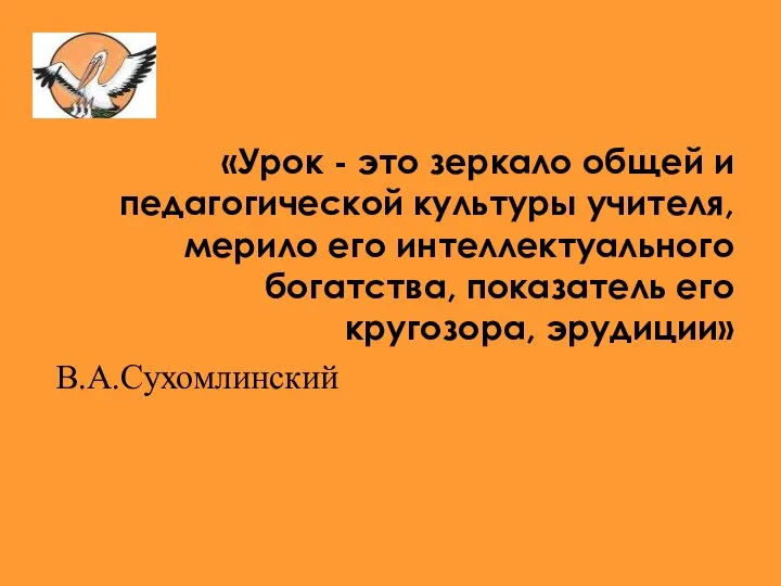 «Урок - это зеркало общей и педагогической культуры учителя, мерило его