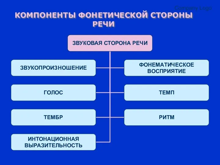 Company Logo КОМПОНЕНТЫ ФОНЕТИЧЕСКОЙ СТОРОНЫ РЕЧИ