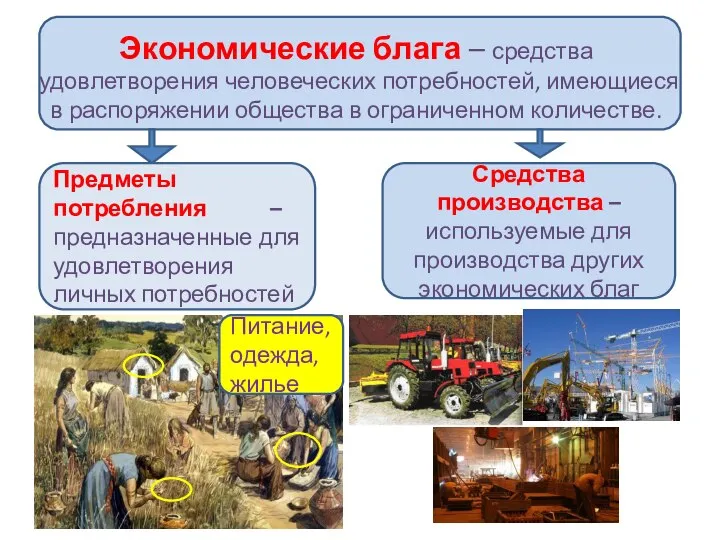 Экономические блага – средства удовлетворения человеческих потребностей, имеющиеся в распоряжении общества