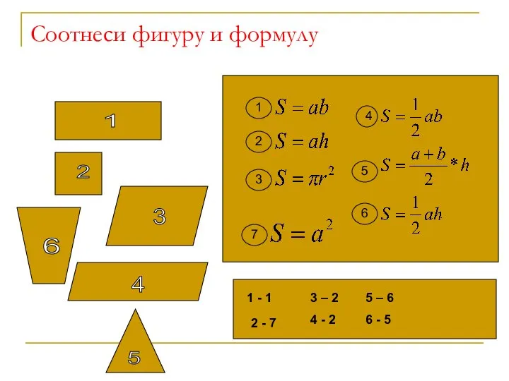 Соотнеси фигуру и формулу 1 2 3 4 5 1 2