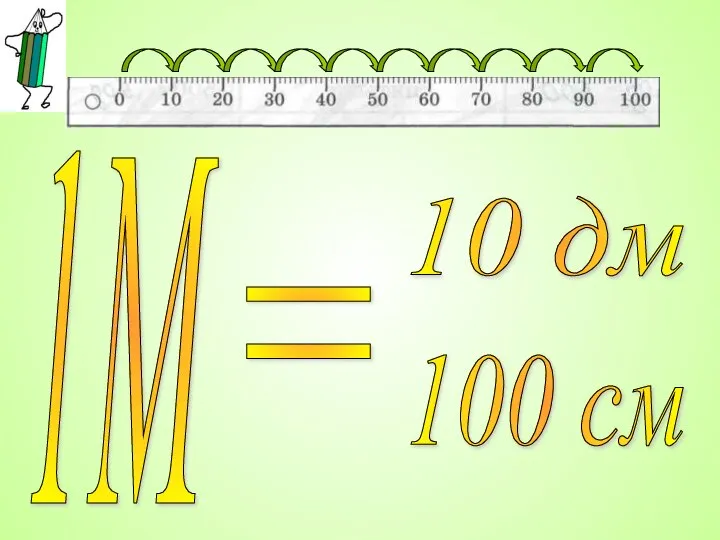 1М = 10 дм 100 см