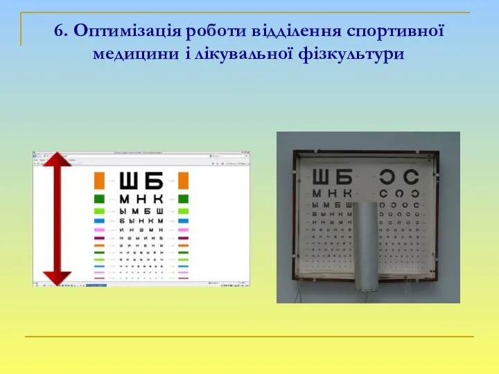 6. Оптимізація роботи відділення спортивної медицини і лікувальної фізкультури