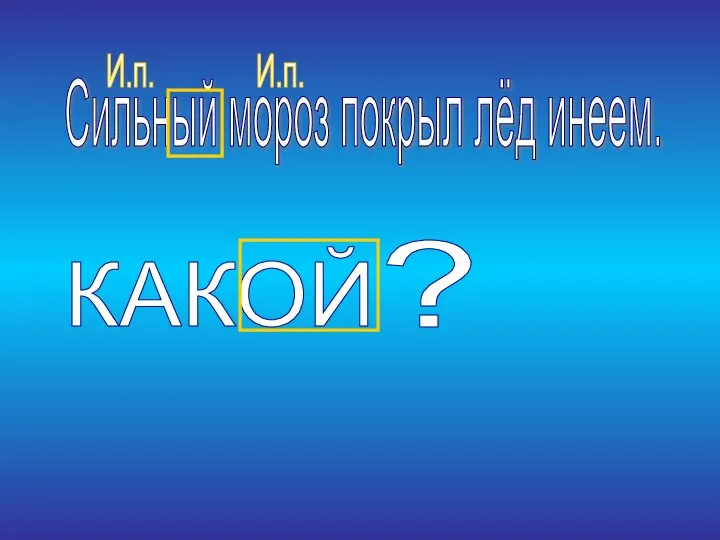 Сильный мороз покрыл лёд инеем. И.п. И.п.