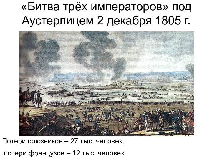 «Битва трёх императоров» под Аустерлицем 2 декабря 1805 г. Потери союзников