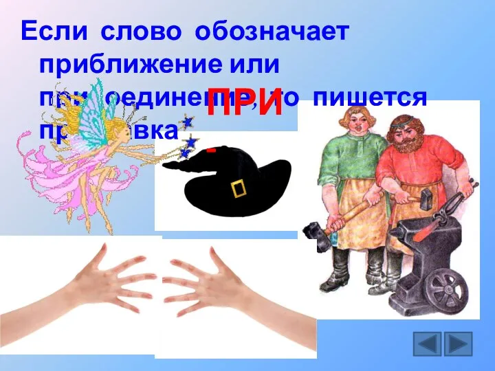 Если слово обозначает приближение или присоединение, то пишется приставка ПРИ-