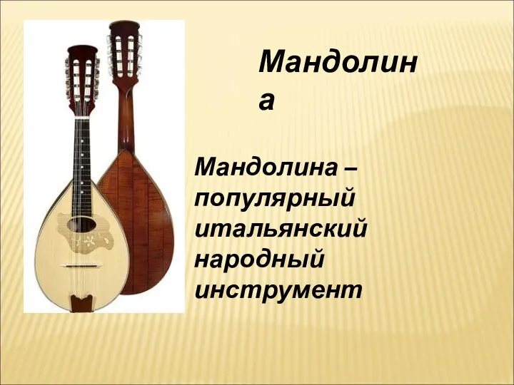 Мандолина Мандолина – популярный итальянский народный инструмент