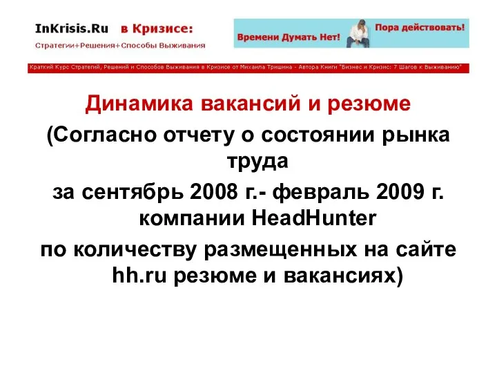 Динамика вакансий и резюме (Согласно отчету о состоянии рынка труда за