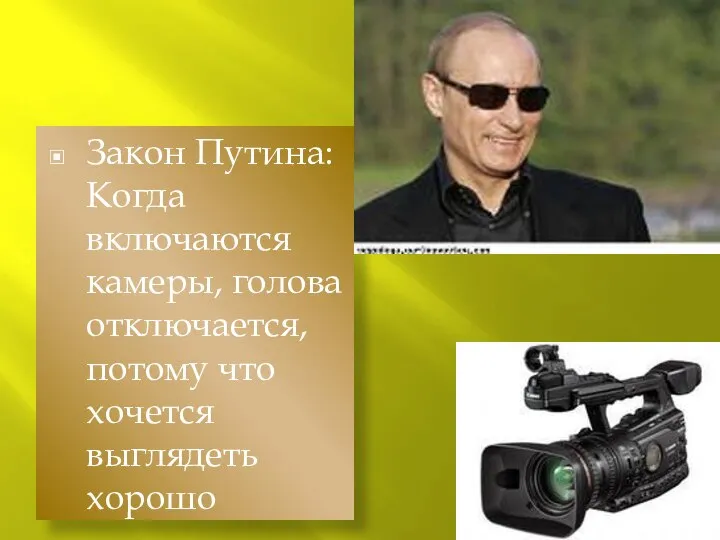 Закон Путина: Когда включаются камеры, голова отключается, потому что хочется выглядеть хорошо