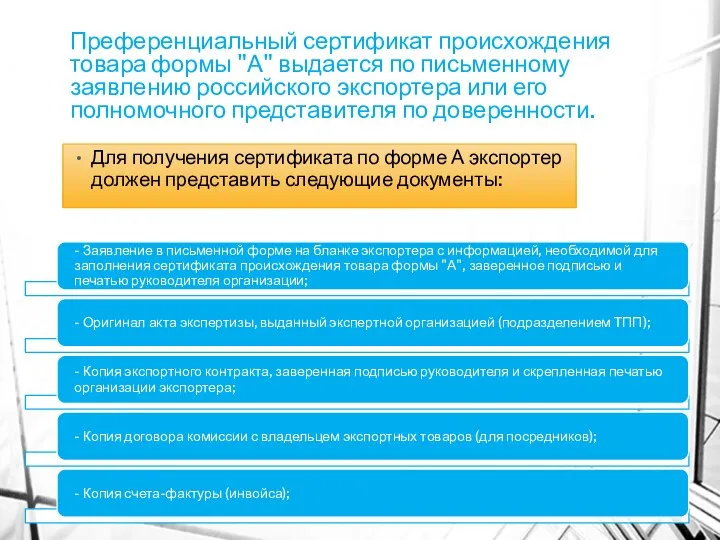 Преференциальный сертификат происхождения товара формы "А" выдается по письменному заявлению российского