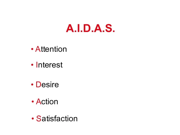 A.I.D.A.S. Attention Interest Desire Action Satisfaction