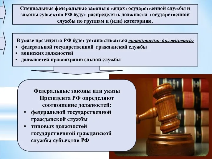 Специальные федеральные законы о видах государственной службы и законы субъектов РФ