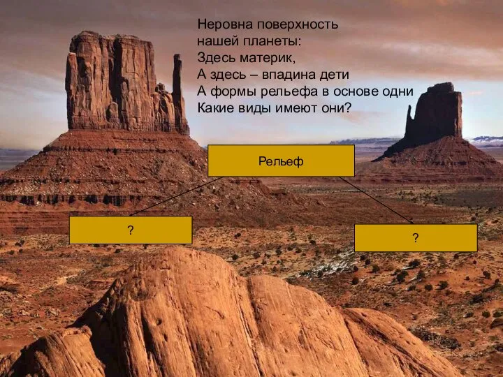 Неровна поверхность нашей планеты: Здесь материк, А здесь – впадина дети