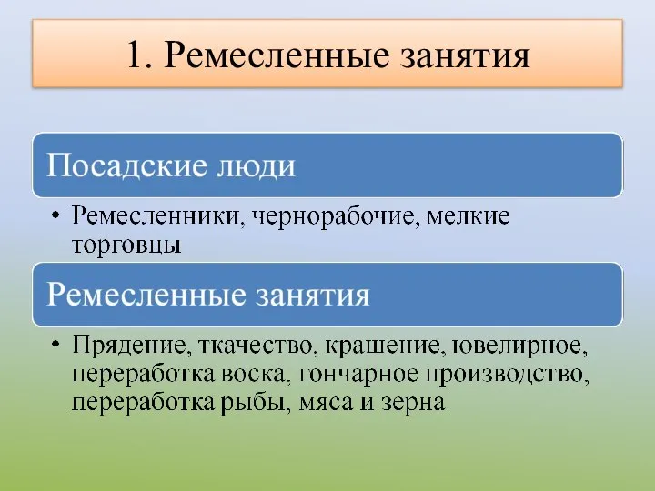 1. Ремесленные занятия