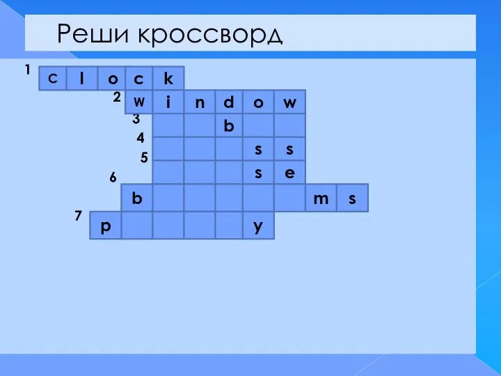 Реши кроссворд 1 2 3 4 5 6 7 С l