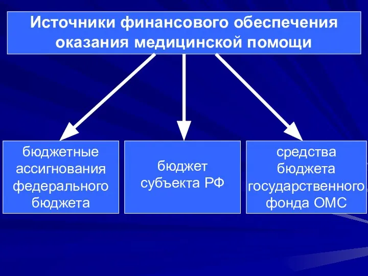 Источники финансового обеспечения оказания медицинской помощи бюджетные ассигнования федерального бюджета бюджет