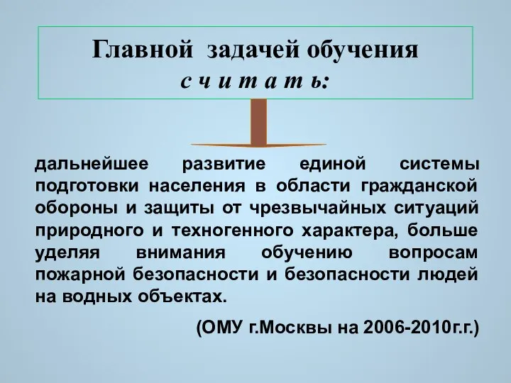 Главной задачей обучения с ч и т а т ь: дальнейшее