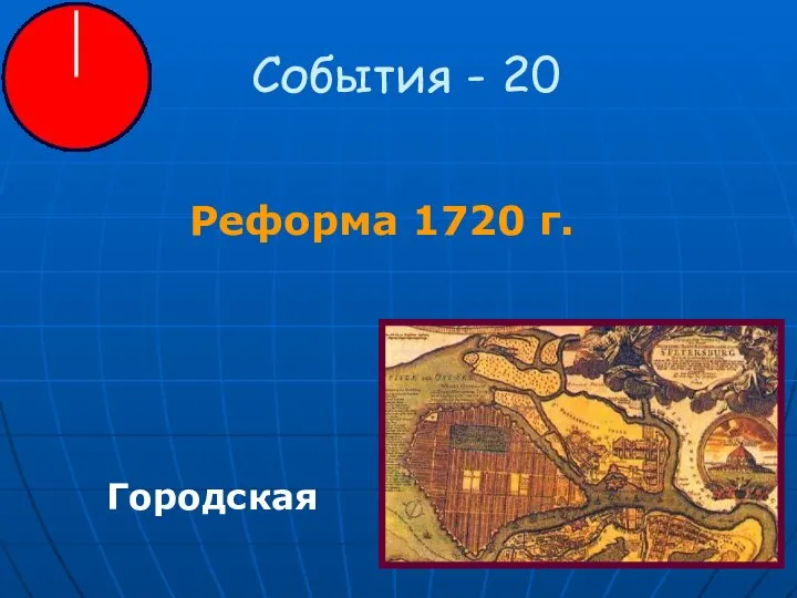События - 20 Реформа 1720 г. Городская