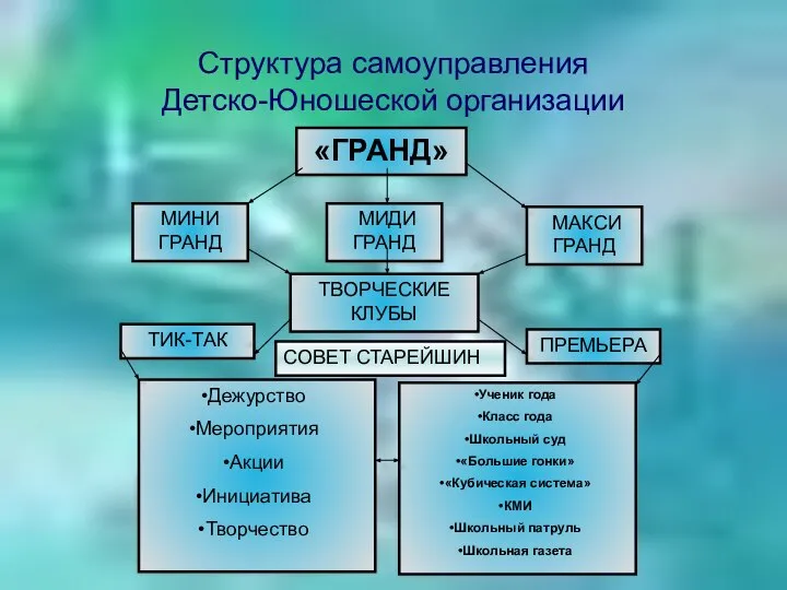 Структура самоуправления Детско-Юношеской организации