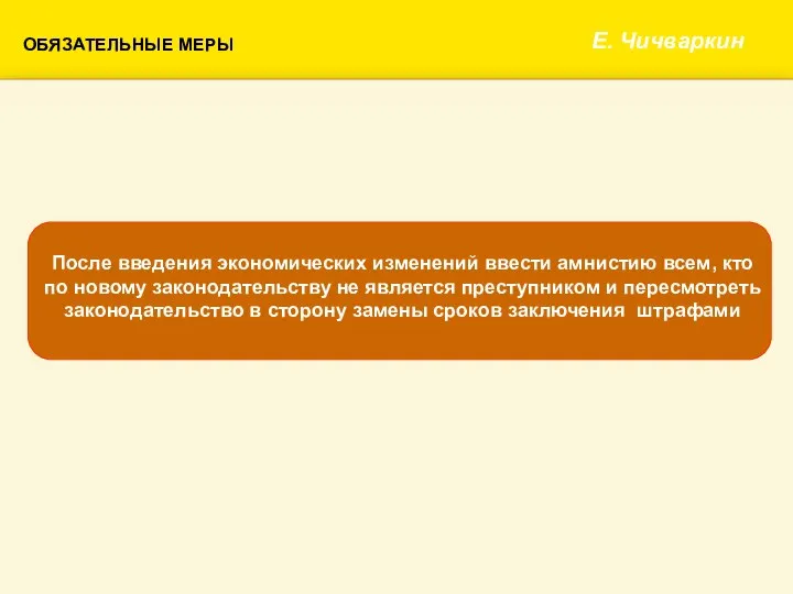 Е. Чичваркин После введения экономических изменений ввести амнистию всем, кто по