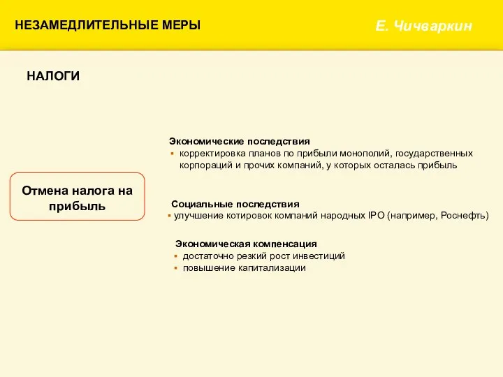 НАЛОГИ Отмена налога на прибыль Экономические последствия корректировка планов по прибыли