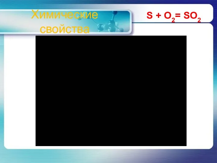 Химические свойства S + O2= SO2