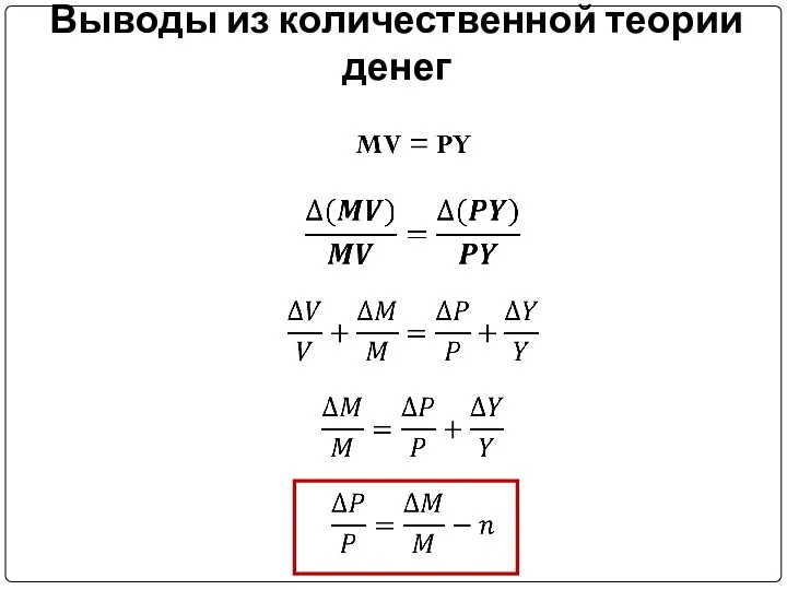 Выводы из количественной теории денег