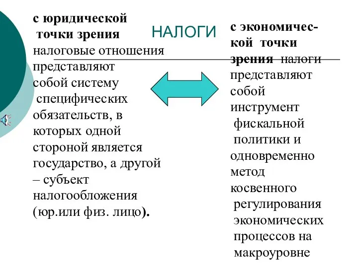 НАЛОГИ с юридической точки зрения налоговые отношения представляют собой систему специфических