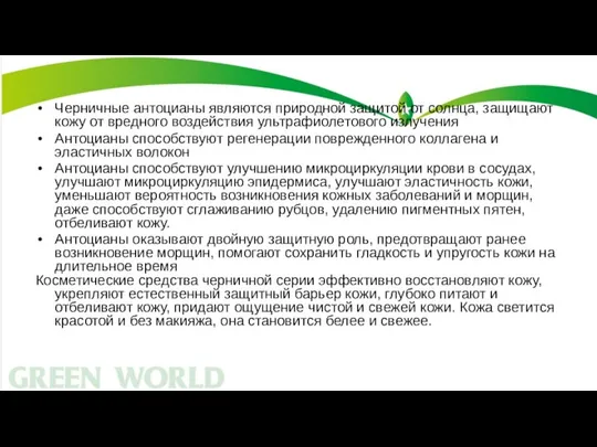 Черничные антоцианы являются природной защитой от солнца, защищают кожу от вредного