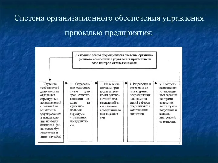 Система организационного обеспечения управления прибылью предприятия: