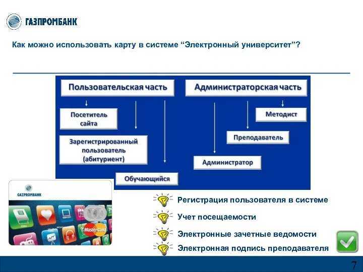 Как можно использовать карту в системе “Электронный университет”?