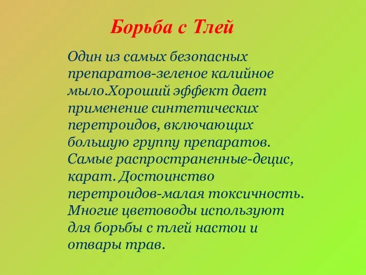 Один из самых безопасных препаратов-зеленое калийное мыло.Хороший эффект дает применение синтетических