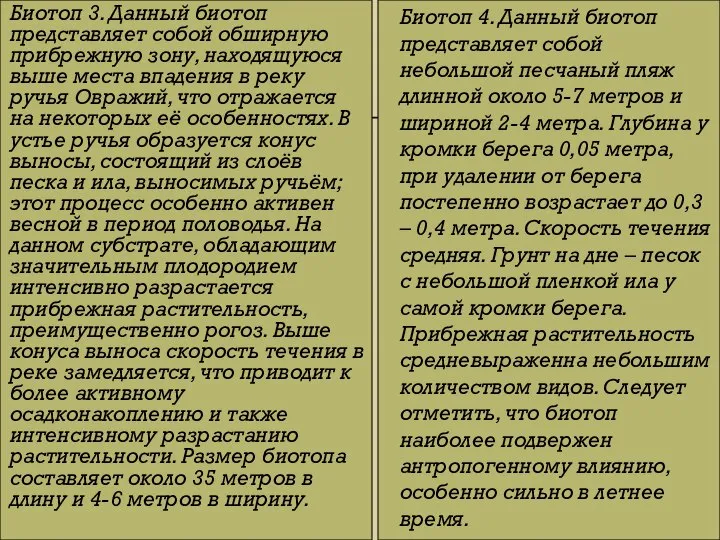 Биотоп 3. Данный биотоп представляет собой обширную прибрежную зону, находящуюся выше