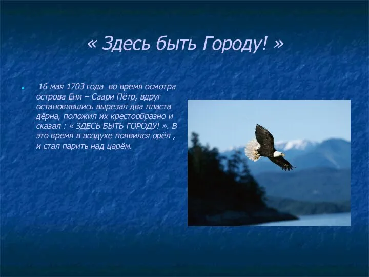 « Здесь быть Городу! » 16 мая 1703 года во время