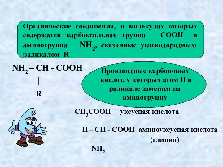 NH2 – CH - COOH | R Органические соединения, в молекулах