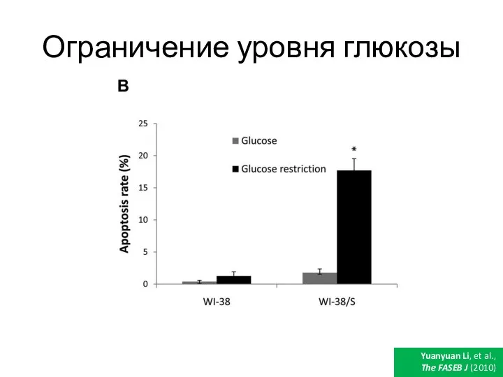 Ограничение уровня глюкозы Yuanyuan Li, et al., The FASEB J (2010)