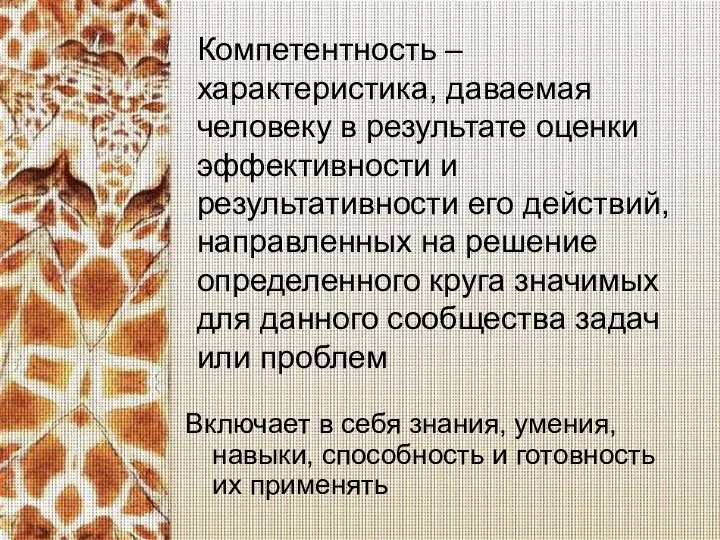 Компетентность – характеристика, даваемая человеку в результате оценки эффективности и результативности