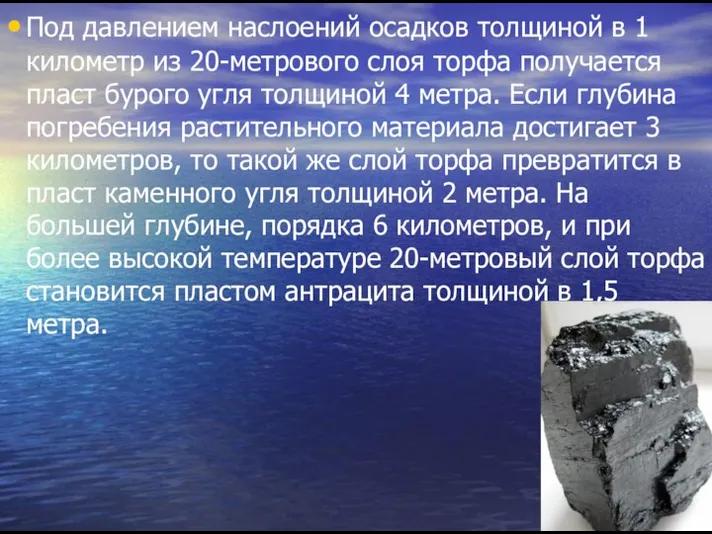 Под давлением наслоений осадков толщиной в 1 километр из 20-метрового слоя