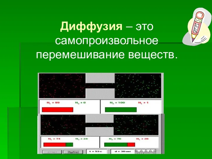 Диффузия – это самопроизвольное перемешивание веществ.