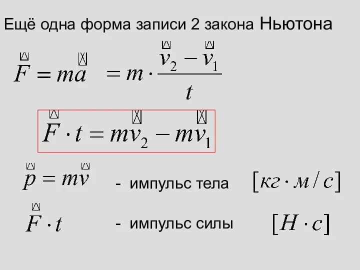 Ещё одна форма записи 2 закона Ньютона - импульс тела - импульс силы