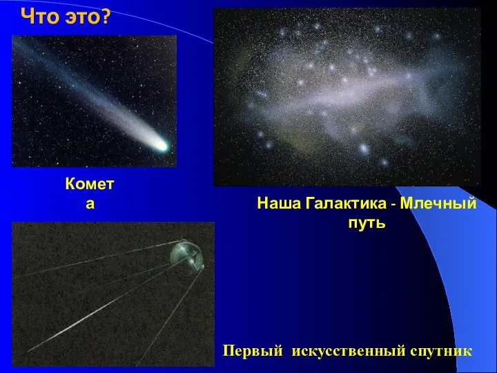 Что это? Комета Наша Галактика - Млечный путь Первый искусственный спутник