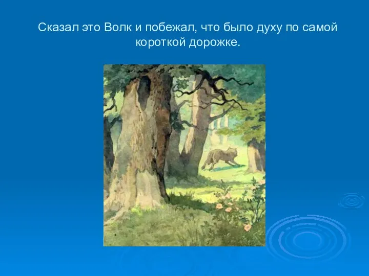 Сказал это Волк и побежал, что было духу по самой короткой дорожке.