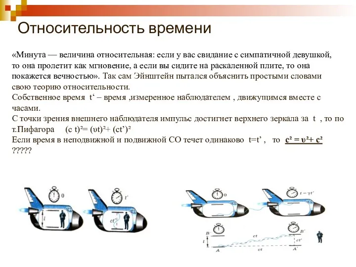 Относительность времени «Минута — величина относительная: если у вас свидание с