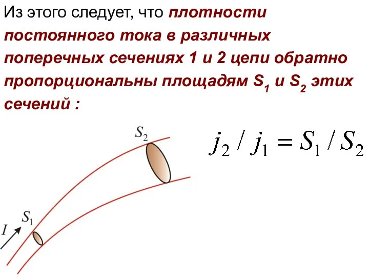 Из этого следует, что плотности постоянного тока в различных поперечных сечениях