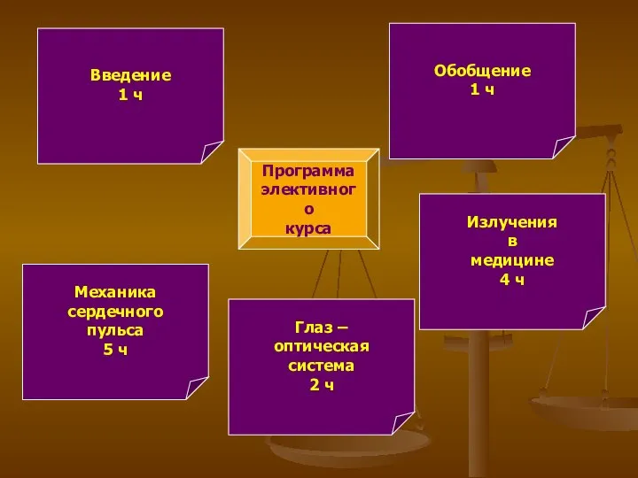 Программа элективного курса Введение 1 ч Обобщение 1 ч Механика сердечного