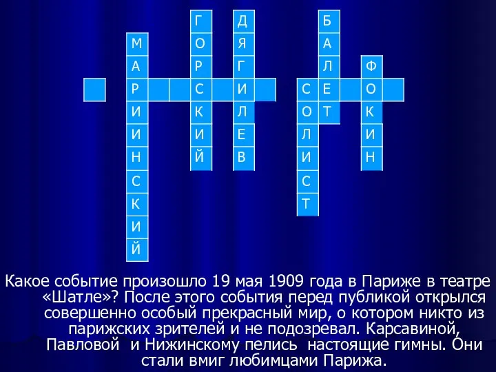 Какое событие произошло 19 мая 1909 года в Париже в театре