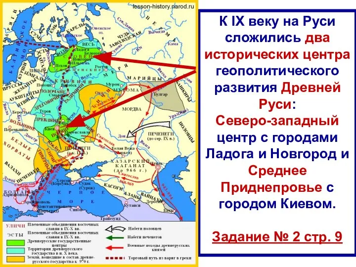 К IX веку на Руси сложились два исторических центра геополитического развития