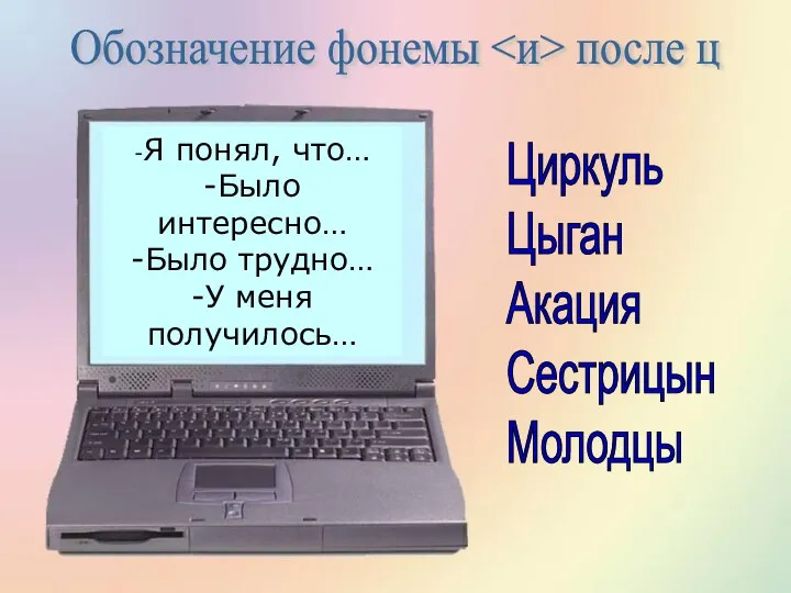 -Я понял, что… -Было интересно… -Было трудно… -У меня получилось… -Я