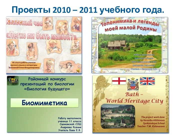 Проекты 2010 – 2011 учебного года.