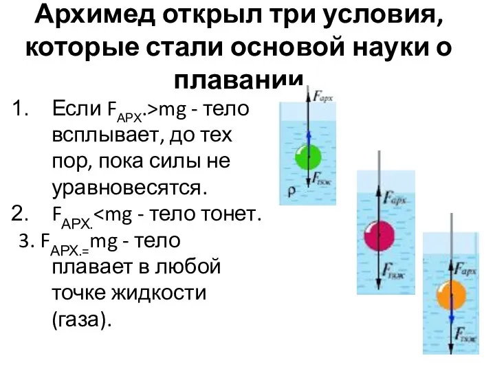 Архимед открыл три условия, которые стали основой науки о плавании Если