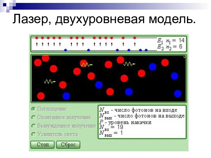 Лазер, двухуровневая модель.